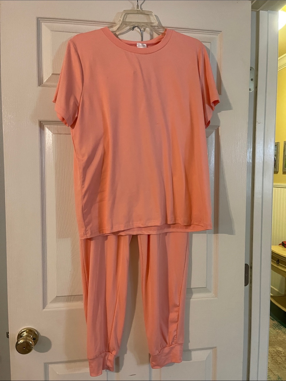 Peach Lounge Set - Short Sleeve Top & Jogger Pants